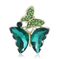 Crystal Brooch, Zinc Alloy, with Crystal, Butterfly, gold color plated, for woman & with rhinestone 