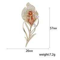 Cubic Zirconia Brooch, Brass, Tulip, gold color plated, micro pave cubic zirconia & for woman 