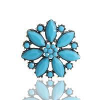 Rhinestone Zinc Alloy Brooch, Flower, gold color plated, for woman & with rhinestone & hollow, blue 