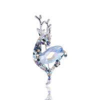 Crystal Brooch, Zinc Alloy, with Crystal, Deer, silver color plated, for woman & with rhinestone 