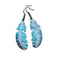 Zinc Alloy Rhinestone Drop Earring, Feather, plated, vintage & for woman & with rhinestone 