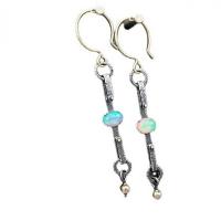 Gemstone Drop Earring, Zinc Alloy, with Opal & Plastic Pearl, plated, vintage & for woman 