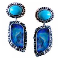 Turquoise Zinc Alloy Earring, with turquoise & Ocean Jasper, plated, vintage & for woman 