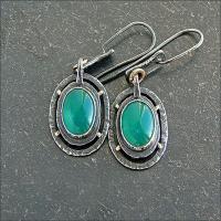 Gemstone Drop Earring, Zinc Alloy, with Green Calcedony, antique silver color plated, vintage & for woman 