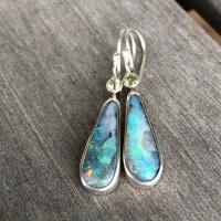 Gemstone Drop Earring, Zinc Alloy, with Opal, platinum plated, vintage & for woman & with rhinestone 