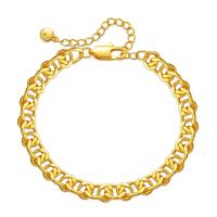 Brass Bracelets, with 2.36inch extender chain, 18K gold plated, fashion jewelry & for woman, golden Approx 6.49 Inch 