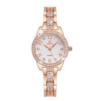 Bracelets de montre pour femmes, alliage de zinc, avec verre, mouvement chinoise, Rond, Plaqué de couleur d'or rose, Résistant à l’eau de vie & avec strass Environ 21 cm, Vendu par PC