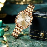 Women Wrist Watch, Zinc Alloy, with Glass & 304 Stainless Steel, Chinese movement, Square, gold color plated, Life water resistant & for woman & with rhinestone Approx 18.5 cm 