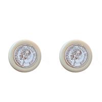 Acrylic Stud Earring, Brass, with Acrylic, Round, platinum color plated, vintage & for woman 