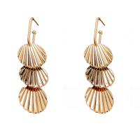 Brass Drop Earring, Shell, real gold plated, fashion jewelry & for woman 