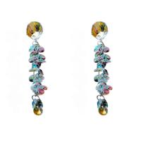 Acrylic Drop Earring, Zinc Alloy, with Acrylic, Shell, plated, for woman & with rhinestone 