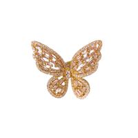 Zinc Alloy Finger Ring, Butterfly, plated, adjustable & micro pave cubic zirconia & for woman 
