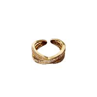 Zinc Alloy Finger Ring, gold color plated, Double Layer & adjustable & micro pave cubic zirconia & for woman, 22mm 