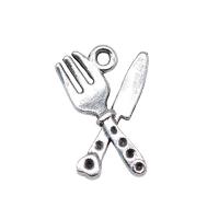 Zinc Alloy Pendant Rhinestone Setting, Knife and Fork, antique silver color plated, vintage & DIY 