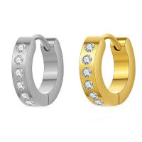 Stainless Steel Huggie Hoop Earring, 304 Stainless Steel, Vacuum Ion Plating, fashion jewelry & micro pave cubic zirconia & for woman 14*3mm,9mm 