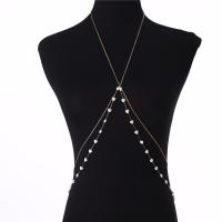 Body Chain Jewelry, 304 Stainless Steel, with Crystal & Plastic Pearl, fashion jewelry & for woman 
