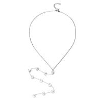 Plastic Pearl Necklace, 304 Stainless Steel, with Plastic Pearl, with 1.97inch extender chain, Heart, fashion jewelry & for woman 8mm Approx 17.72 Inch 