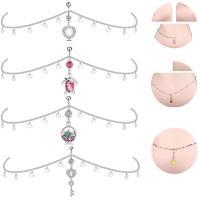 Stainless Steel Belly Ring, 316L Stainless Steel, for woman & with rhinestone Approx 70 cm 