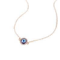 Evil Eye Jewelry Necklace, Zinc Alloy, with Resin, with 2inch extender chain, plated, cross chain & for woman & with rhinestone Approx 18 Inch 