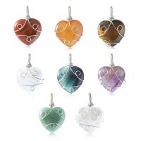 Gemstone Jewelry Pendant, with 304 Stainless Steel, Heart, DIY 