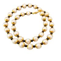 Ожерелье из пресноводных жемчуг на латунной цепочке, Латунь, с Пресноводные жемчуги, 18K золотым напылением, ювелирные изделия моды & Женский, длина:Приблизительно 15.35 дюймовый, продается PC
