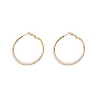 Zinc Alloy Hoop Earring, fashion jewelry & for woman & enamel, white 