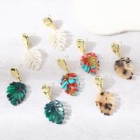 Resin Zinc Alloy Earring, with Resin, Leaf, fashion jewelry & for woman 