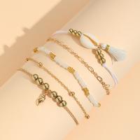 Zinc Alloy Anklet, with Shell & Plastic, with 7cm extender chain, gold color plated, 5 pieces & fashion jewelry & for woman Approx 21 cm, Approx 20 cm 