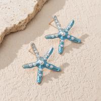 Plastic Pearl Zinc Alloy Earring, with Plastic Pearl, Starfish, fashion jewelry & for woman & enamel 