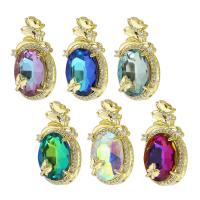 Crystal Brass Pendants, with Crystal, gold color plated, fashion jewelry & DIY & micro pave cubic zirconia 