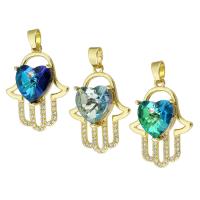 Crystal Brass Pendants, with Crystal, gold color plated, fashion jewelry & DIY & micro pave cubic zirconia Approx 4mm 