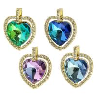 Crystal Brass Pendants, with Crystal, Heart, gold color plated, fashion jewelry & DIY & micro pave cubic zirconia Approx 2mm 