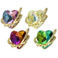 Crystal Brass Pendants, with Crystal, Heart, gold color plated, fashion jewelry & DIY & micro pave cubic zirconia Approx 3mm 
