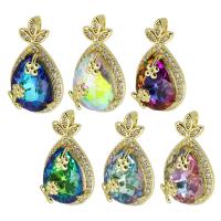Crystal Brass Pendants, with Crystal, gold color plated, fashion jewelry & DIY & micro pave cubic zirconia Approx 3mm 