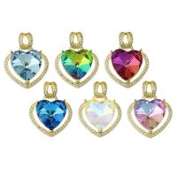 Crystal Brass Pendants, with Crystal, Heart, gold color plated, fashion jewelry & DIY & micro pave cubic zirconia Approx 4.5mm 