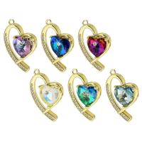 Crystal Brass Pendants, with Crystal, Heart, gold color plated, fashion jewelry & DIY & micro pave cubic zirconia Approx 2mm 