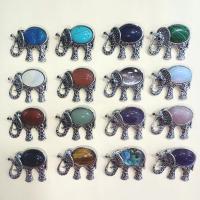 Gemstone Brooch, with Zinc Alloy, Elephant, silver color plated, Unisex & can be used as brooch or pendant 