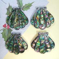 Shell Brooch, Abalone Shell, with Zinc Alloy, silver color plated, Unisex & can be used as brooch or pendant, multi-colored 