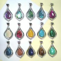 Gemstone Zinc Alloy Pendants, with Zinc Alloy, silver color plated, dyed & Unisex & with rhinestone 