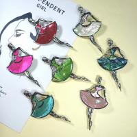 Shell Brooch, with Zinc Alloy, Girl, silver color plated, dyed & Unisex & can be used as brooch or pendant 