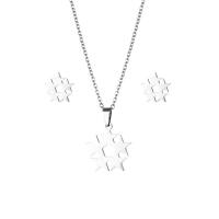 Fashion Stainless Steel Jewelry Sets, 304 Stainless Steel, Stud Earring & necklace, Star, 2 pieces & fashion jewelry & for woman, silver color Approx 17.72 Inch 