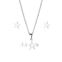 Fashion Stainless Steel Jewelry Sets, 304 Stainless Steel, Stud Earring & necklace, Star, 2 pieces & fashion jewelry & for woman, silver color Approx 17.72 Inch 