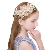Children Hair Clip, Zinc Alloy, with Gauze & Plastic Pearl, for children & with rhinestone [