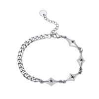 Stainless Steel Chain Bracelets, 304 Stainless Steel, with 1.18inch extender chain, fashion jewelry & for man & with rhinestone, original color, 5mm Approx 7.09 Inch 