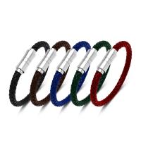 PU Leather Cord Bracelets, with 316L Stainless Steel & Unisex 6mm 