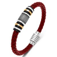 PU Leather Cord Bracelets, with 316L Stainless Steel, Vacuum Ion Plating & Unisex 6mm 