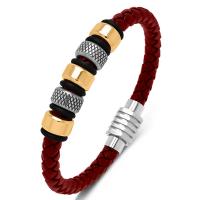 PU Leather Cord Bracelets, with 316L Stainless Steel, Vacuum Ion Plating & Unisex 6mm 