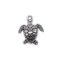 Colgantes Animales de Aleación de Zinc, Tortuga, chapado en color de plata antigua, Bricolaje, 17x15mm, Vendido por UD