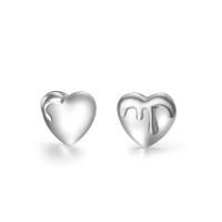 Sterling Silver Stud Earring, 925 Sterling Silver, Heart, Korean style & for woman, silver color 