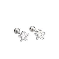 Sterling Silver Stud Earring, Argent sterling 925, étoile, Style coréen & pour femme & creux, argent Vendu par paire
